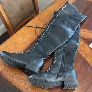 ASOS Black Over the Knee Lace-Up Boots